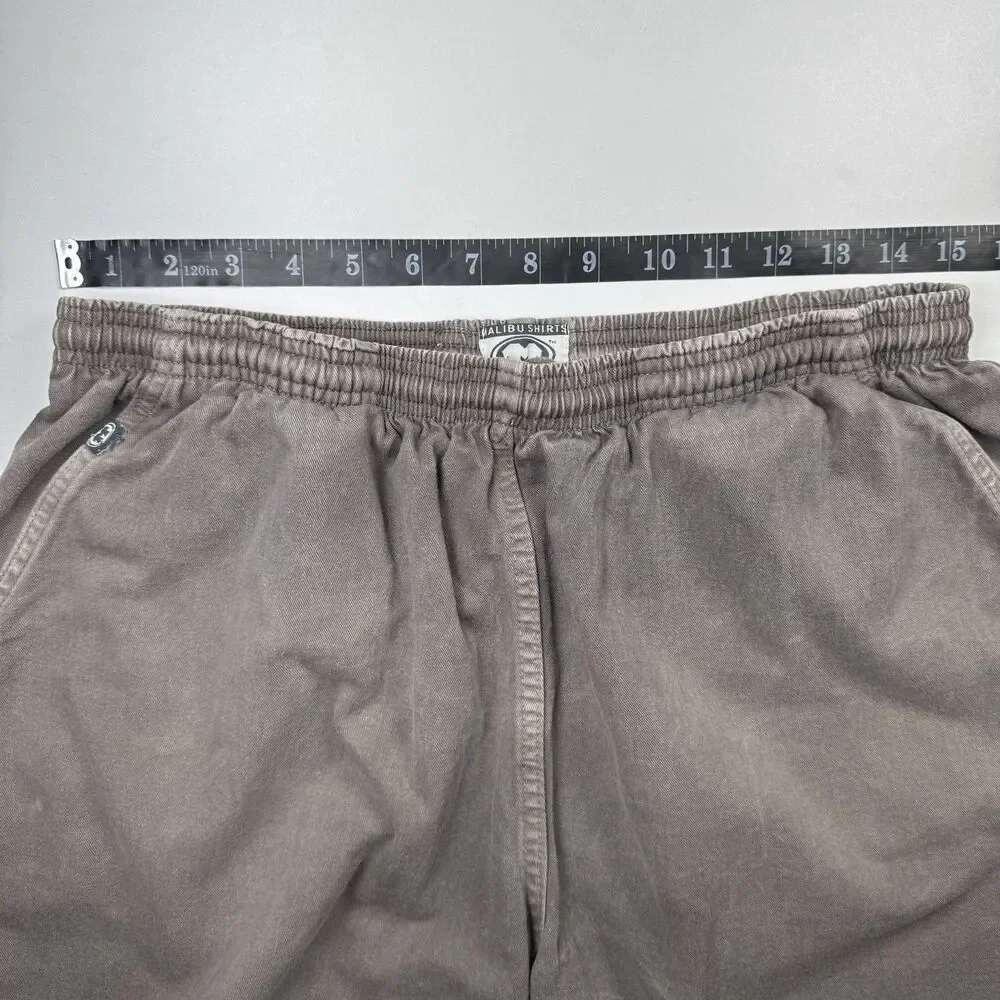 Malibu Shirts Mens Large‎ Shorts Brown Aloha Elastic Waist Drawstring Hawaiian